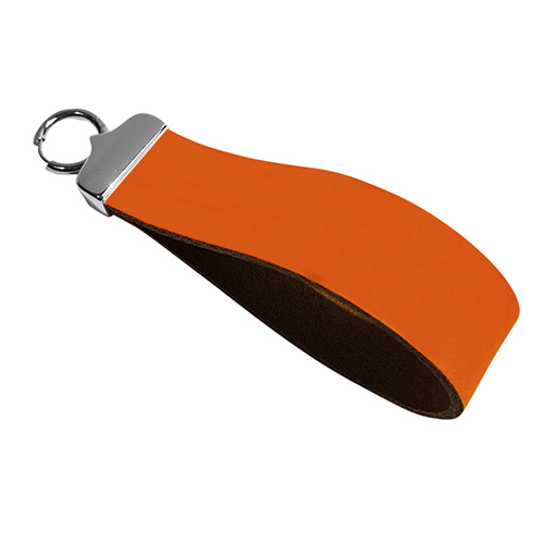 20mm brede leren sleutelhanger label orange