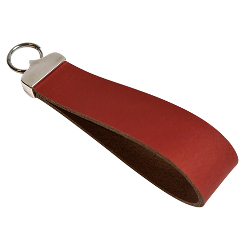 20mm brede leren sleutelhanger label red