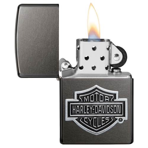 Zippo Harley Davidson Logo Gray open