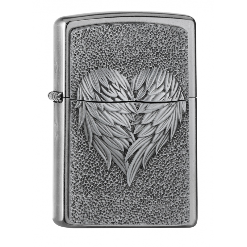Zippo Heart with Feathers