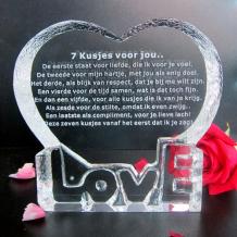 Love hart kristal met tekst graveren