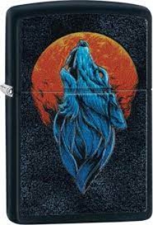 Zippo aansteker Wolf And Moon Design Front
