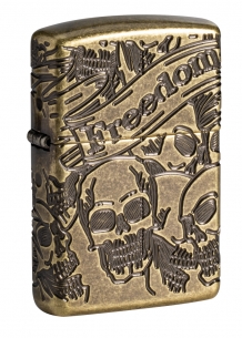 Zippo Skull Armor Case Brass Antique voorzijde