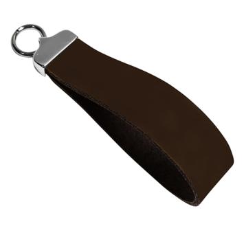 20mm brede leren sleutelhanger label COFFEE BROWN