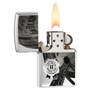 Zippo Jim Beam Barrel Chrome Brushed print