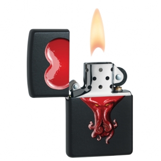 Zippo Octopus Heart mat zwart