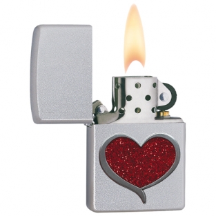 Zippo Glitter Heart satin chroom