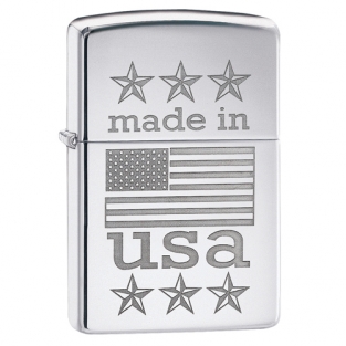 Zippo Made in USA with flag