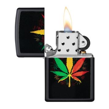 Zippo Rasta Cannabis Design open
