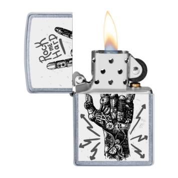 Zippo rock hand design chrome