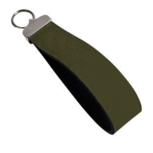 Army green leren sleutelhanger graveren