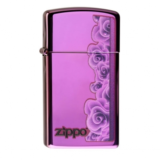 Zippo Purple Roses Slim
