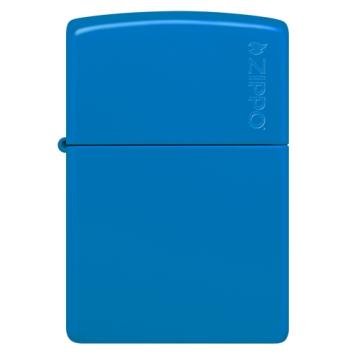 Zippo aansteker Sky Blue Matte with Zippo Logo voorkant