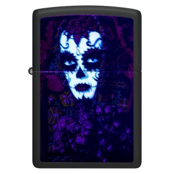 Zippo aansteker Sugar Skull Woman Design blacklight