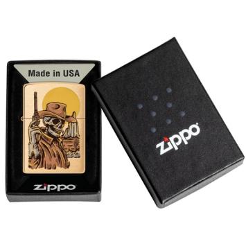 Zippo aansteker Wild West Skeleton Design beige