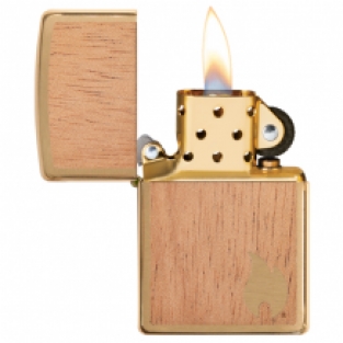 Zippo aansteker Woodchuck Brushed Brass open