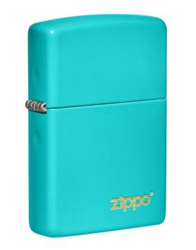 Zippo Flat Turquoise Zippo Lasered zijaanzicht