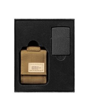 Zippo regular black crackle geschenkset met Molle tasje